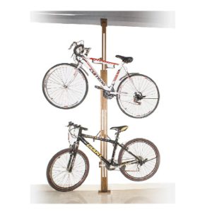 woody floor to ceiling bike rack