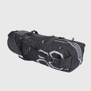 Wholesale heavy-duty waterproof bikepacking seat bag, large capacity roll-top bicycle saddle pack for long-distance travel factory supplier.
