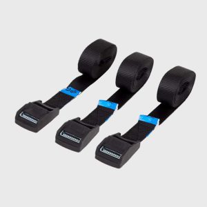 Wholesale 3-pack black cam buckle straps with rubber pads, heavy-duty endless lashing tie down strap set without hooks for car roof rack factory supplier.
