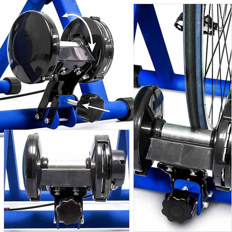 Wholesale indoor bicycle trainer stand resistance unit close-up, magnetic cycling training rack micro-adjustment tension knob for bike tools factory supplier.